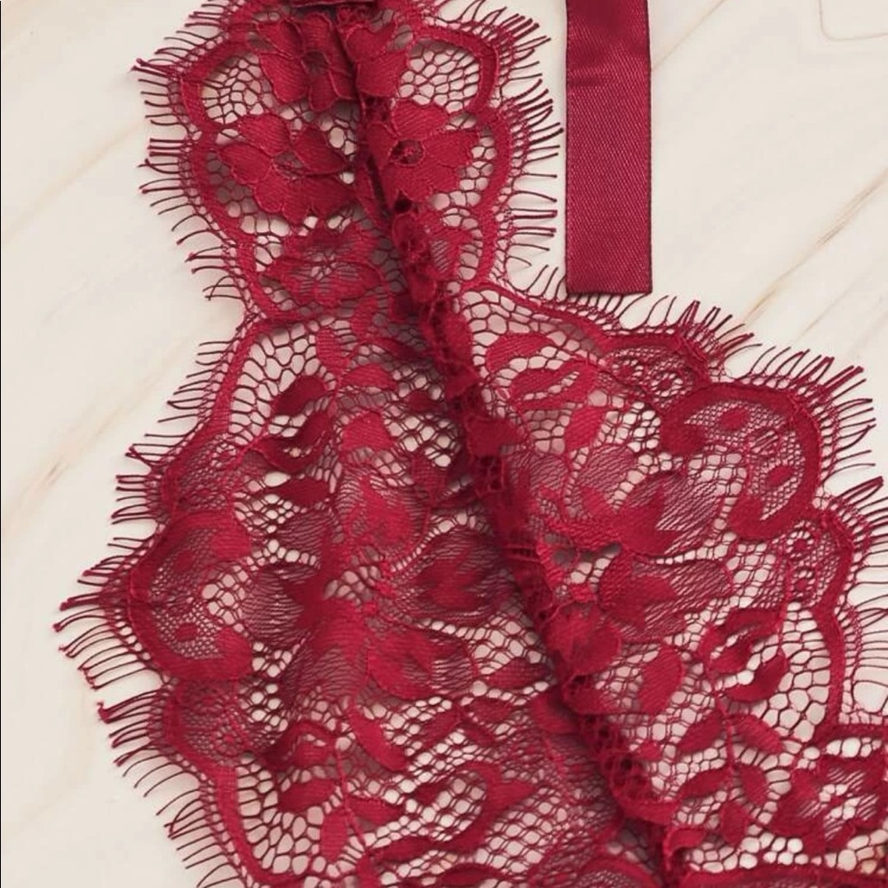 New Red Small Halter Teddy Lingerie - Picture 5 of 7